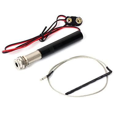 Imagem de Captador pré-amplificador Endpin Jack + captador piezo + bolsa de bateria pré-amplificador captador piezo ativo para peças de guitarra acústica