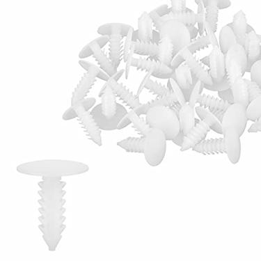 Imagem de X AUTOHAUX 40 peças 5 mm furo Diâmetro rebites de plástico parafusos rebites rebites painel de acabamento prendedores branco para carro