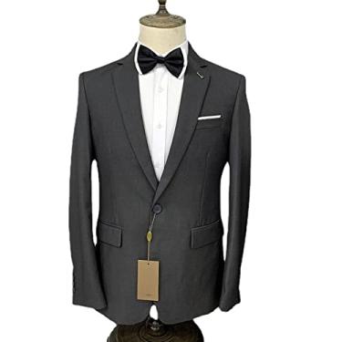 Imagem de Ternos masculinos, jaqueta de 2 peças slim fit único de casamento para festa jantar baile, cinza, P (46/30)