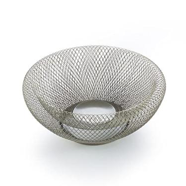 Imagem de Cesta decorativa de arame de metal duplo, cesta de frutas moderna e fofa para bancada de cozinha, tigela de servir legumes, prateleira elegante para banana, vegetais frescos, laranja, ovos (prata)