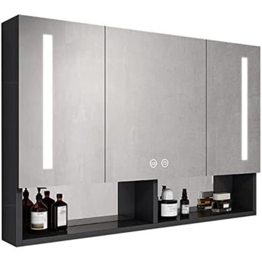 Imagem de Armário De Remédios De Banheiro Retangular Iluminado Por Led Com Espelho, Armário De Espelho De Banheiro Com Luzes E Organizador De Armazenamento De Desembaçador,A,80x68x13cm,incomparable13