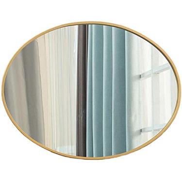 Imagem de Espelho de maquiagem espelhos de parede para sala de estar dourado, luz oval para espelho de banheiro espelho decorativo de varanda de luxo espelho montado em ferro espelho de vaidade espelhos de parede (ouro 50 * 75 cm) Feito na China