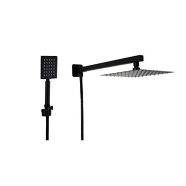 Imagem de Ducha Chuveiro Preto Fosco 20 cm com Ducha Manual em Inox