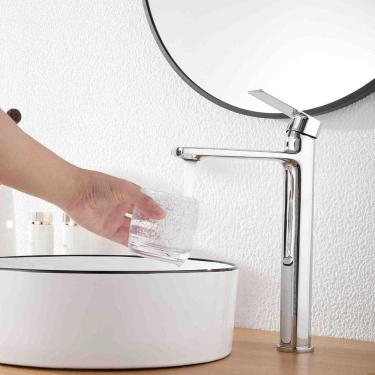 Imagem de Torneira Bica Alta De Banheiro Misturador Monocomando Cromado Luxo Hd580cl Luuk Young