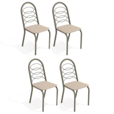 Imagem de Cadeiras Kit 4 Cadeiras Holanda Nickel Nude - Kappesberg - Kappesberg