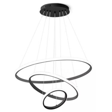 Imagem de Lustre Pendente Luminaria 3 Aneis Arcos Perfil Luxo Infinito 48W Regulavel Decoraçao Sa...