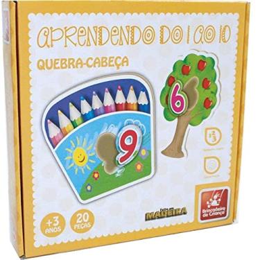 Imagem de Brinquedo Pedagógico Madeira Quebra Cabeça Números 1 ao 10 Brincadeira De Criança