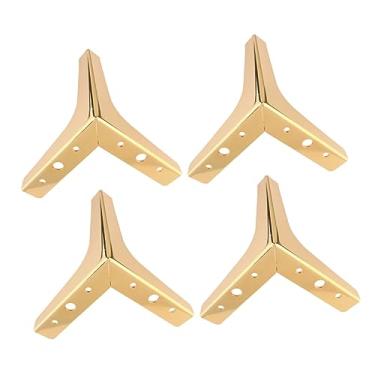 Imagem de LAPYAPPE 4 peças de sofá com bandeja dourada para armário armário cômoda de metal pés de sofá cômoda para armário pernas de metal pernas de suporte pés de armário pés de armário conjunto de 4 peças ferro