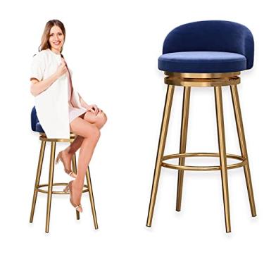 Imagem de Cadeiras de jantar cadeiras de sala de jantar moderno conjunto de banquinho de bar moderno de 1/80 polegada banco de altura de balcão de veludo cadeira giratória estofada moldura de metal dourado para cozinha ilha sala de jantar pátio tudo está bem