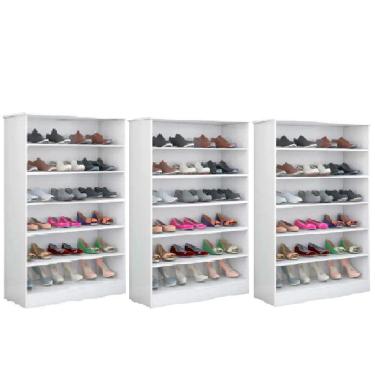 Imagem de Kit 3 Armários Multiuso Sapateira 5 Prateleiras Bella Cor Branco - Phoenix