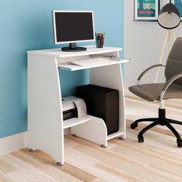Imagem de Mesa Escrivaninha Com 3 Prateleiras Pixel Branco Artely Branco