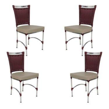 Imagem de 4 Cadeiras em Alumínio e Fibra Sintética JK Cozinha Edícula