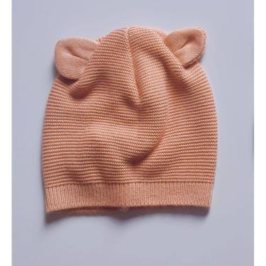 Imagem de Touca bebê tricô gorro com orelhinhas de urso linha acrílica