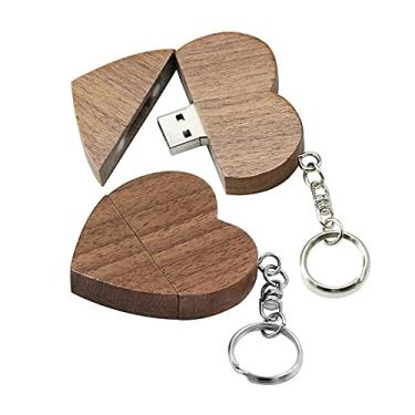 Imagem de Pen Drive USB em forma de coração de madeira de 32 GB, pen drives USB Stick de memória, pen drive USB 2.0, armazenamento de data, pendrive, pen drive, armazenamento externo (nogueira)