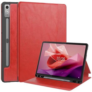 Imagem de Capa para tablet Capa flip de couro premium para tablet compatível com Lenovo Tab P12/Tab Pad Pro de 12,7 polegadas, função dormir/despertar, suporte para caneta S, capa protetora estilo livro – capa