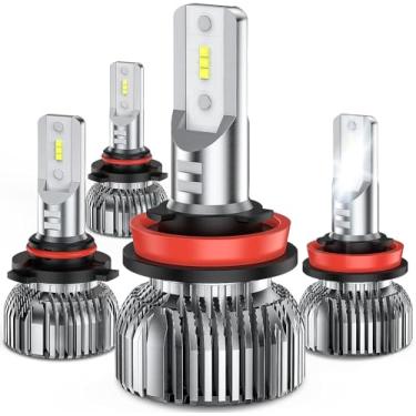 Imagem de Nilight Kit de lâmpadas de farol de LED 9005 H11, 350% de brilho, 100W 20.000 lúmens HB3 farol alto/H11 lâmpada de LED de feixe baixo, 6000K branco frio, tamanho mini, pacote com 4