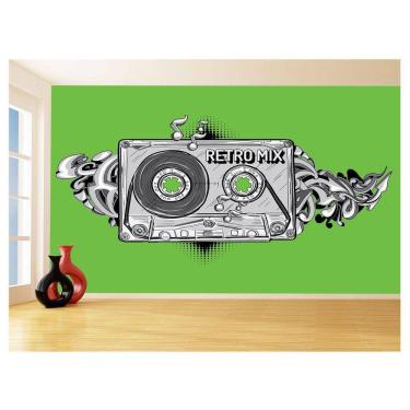 Imagem de Papel De Parede 3D Musica Fita Retrô Mix Tape 3,5M Mus37