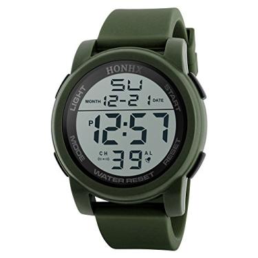 Imagem de Relógio analógico de LED à prova d'água Altímetro de luxo militar digital esportivo de pulso masculino, Verde, One Size, Relógio analógico, digital