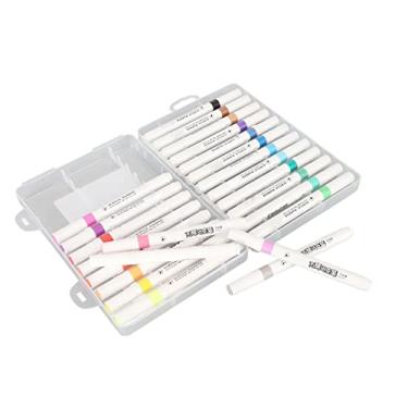 Imagem de Canetas de Tinta Marcadores Acrílicos Canetas Marcadoras Acrílicas Canetas Marcadoras de Ponta Dupla 24 Cores à Prova D'água Secagem Rápida Fluency Ink Canetas de Tinta Acrílica