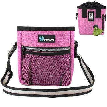 Imagem de Bolsa de Treat para Cachorro PetAmi | Bolsa de Treino para Cachorro com Alça de Ombro na Cintura, Dispensador de Bolsa de Cocô e Tigela Dobrável | Bolsa de Treat Training para Doces, Kibbles, Brinquedos para Animais de Estimação | 3 Maneiras de UsoPetAmi One Size rosa PET-TB01
