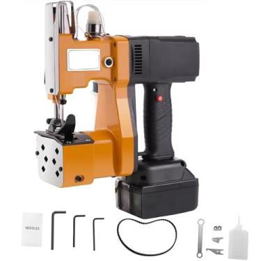 Imagem de Máquina de costura para selagem de saco de linho, mini máquina de costura para selagem de saco portátil, motor de alta velocidade de 210 W, adequada para linho, couro de vaca tecido, sacos de papel