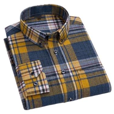 Imagem de Camisas casuais de flanela xadrez para homens outono inverno manga longa clássica xadrez camisa social roupas masculinas, Sm-08, XXG