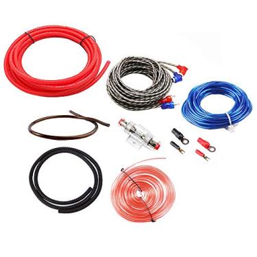 Imagem de Etopar Kit de fiação de amplificador de carro subwoofer de áudio AMP RCA cabo de alimentação AGU FUSE 8 Gauge GA AWG fio instalação conector suporte Van automotiva