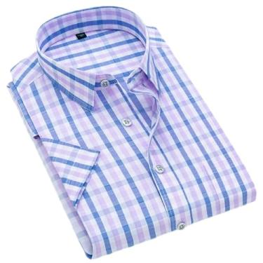 Imagem de Camisa xadrez de verão casual manga curta masculina manga curta verão negócios casual xadrez masculino, Embalagem, G