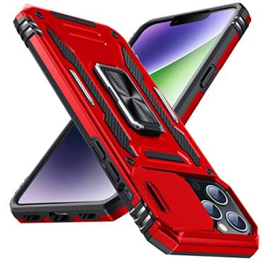 Imagem de YSLBWLE Capa para iPhone 14 Pro Max com suporte com capa de câmera, proteção de nível militar, suporte de anel de metal, capa amortecedora para iPhone 14 Pro Max, vermelha 5-IP14pm-02