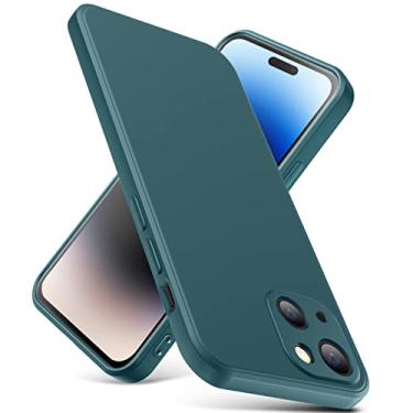 Imagem de YSLBWLE Capa para iPhone 13, capa fina de silicone líquido, à prova de choque, capa fina para iPhone 13, capa protetora de câmera de corpo inteiro - verde 2-IP13-05