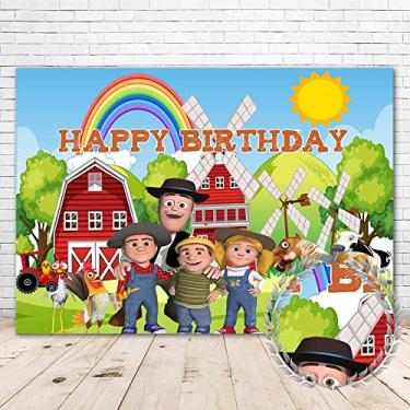 Imagem de Moonlight Studio La Ggranja De Zenon Pano de fundo para festa de aniversário, 19 x 12 cm, fundo de fazenda antiga para crianças, um ano de idade, vinil Granja Farm Backdrops para decorações de