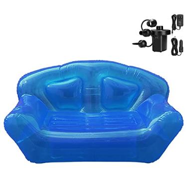 Imagem de KAERMU Espreguiçadeira inflável, sofá para sala de estar interna, quarto, viagem, acampamento, piquenique, praia (azul)