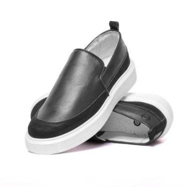 Imagem de Sapato Slip On Casual Masculino de Couro Iate Esporte Fino-Masculino