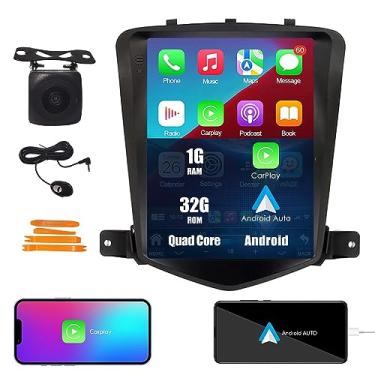 Imagem de Tesla Style Car CarPlay Android Auto Navigation Stereo GPS Radio Reverse Camera 24.6 cm IPS Touchscreen Headunit Tablet Media Player para Chevy Cruze 2008-2015, se aplicável Quad Core 1G + 32G