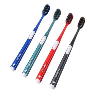 Imagem de RYZGOJV Escovas de dentes premium embaladas individualmente, cerdas de nylon macias multicoloridas, escovas de limpeza para dentes sensíveis e gengivas recuadas, 4 peças-B14