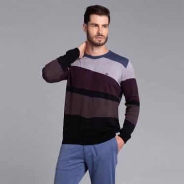 Imagem de Suéter Tricot Masculino Slim Docthos Listras Irregulares-Masculino