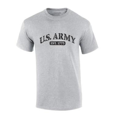 Imagem de Trenz Shirt Company Camiseta masculina de manga curta com letras pretas EST. 1775 do Exército dos Estados Unidos, Cinza esportivo, 4G
