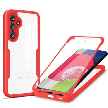 Imagem de 360 Clear Case para Samsung Galaxy A54 5G A34 5G A24 4G A14 4G 5G A04 A72 A22 A32 4G 5G Capa de telefone de proteção total à prova de choque, vermelha, para A12