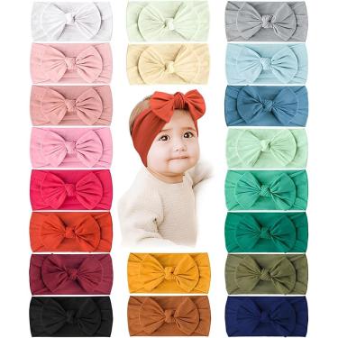 Imagem de Laço De Cabelo Bebê Turbante Faixinha Slim Kit 20 Unidades