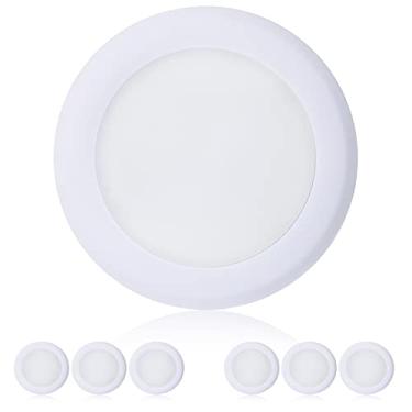 Imagem de TOPELER Luz embutida no teto regulável de 15,24 cm, 15W 4000K branco frio de superfície de perfil baixo montagem LED luz de disco, é instalado com caixa J-Box ou recipiente, Energy Star & ETL-Listed Approvel, pacote com 6