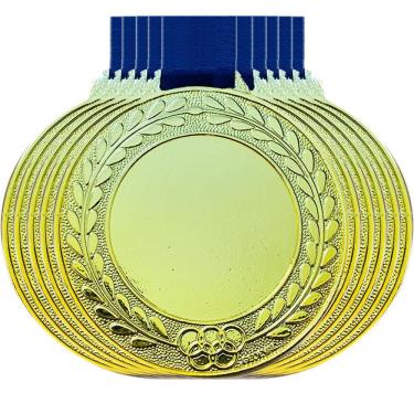 Imagem de Kit 40 Medalhas 44mm Centro Liso Personalizável Honra Mért. ouro