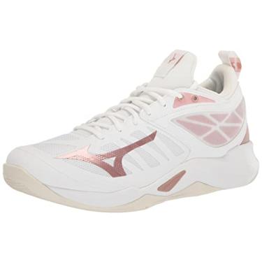 Imagem de Mizuno Tênis feminino de vôlei com dimensão ondulada, Ouro rosa branco, 9.5