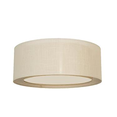 Imagem de Luminária de Teto Plafon Cúpula Dupla Linho Pérola 40x16