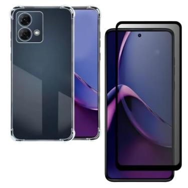 Imagem de Capa Capinha Anti Impacto + Película Privacidade 3D Para Moto G84 Tela De 6,55 Polegadas - (Bluepink)