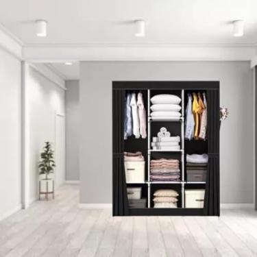 Imagem de Organizadores de Roupa Dobráveis com 2 Portas - Armário Compacto e Moderno para Organização de Roupas e Acessórios,Ideal para Espaços Pequenos, Armazenamento Eficiente e Design Funcional
