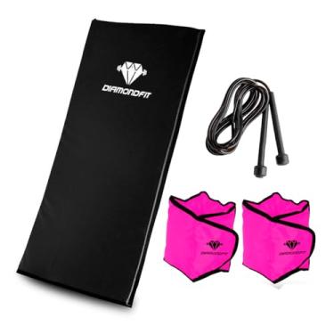 Imagem de Kit Treino em Casa Colchonete + Caneleira Tornozeleira + Corda de Pular Perda de Peso Musculação Academia Rosa (3, Quilogramas)