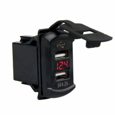 Imagem de Tomada USB Marinizada Dupla c Voltímetro 12/24V 3.1A SeaTech
