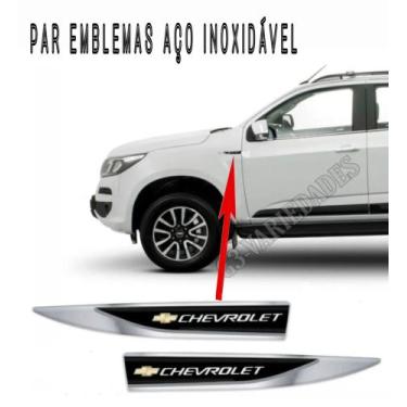 Imagem de Par Emblema Lateral Em Aço Inox Para Paralama Chevrolet - Com Pintura 