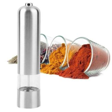 Imagem de Moedor Pimenta Ou Sal Gourmet Eletrico A Pilha Aço Inox - Top Total