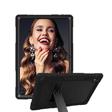 Imagem de Kebiory Capa protetora híbrida resistente à prova de choque com alça de ombro para tablet Vastking KingPad K10/K10 Pro/Z10/BYYBUO SmartPad A10/Oangcc 10,1 polegadas Android 10 (preto/preto)